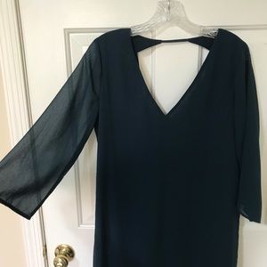 Ecote deep teal vneck 3/4 sleeve minidress